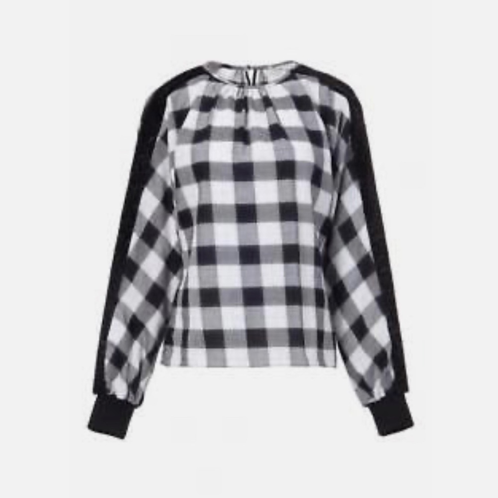 Tibi | Plaid Blouse with Lurex Detail